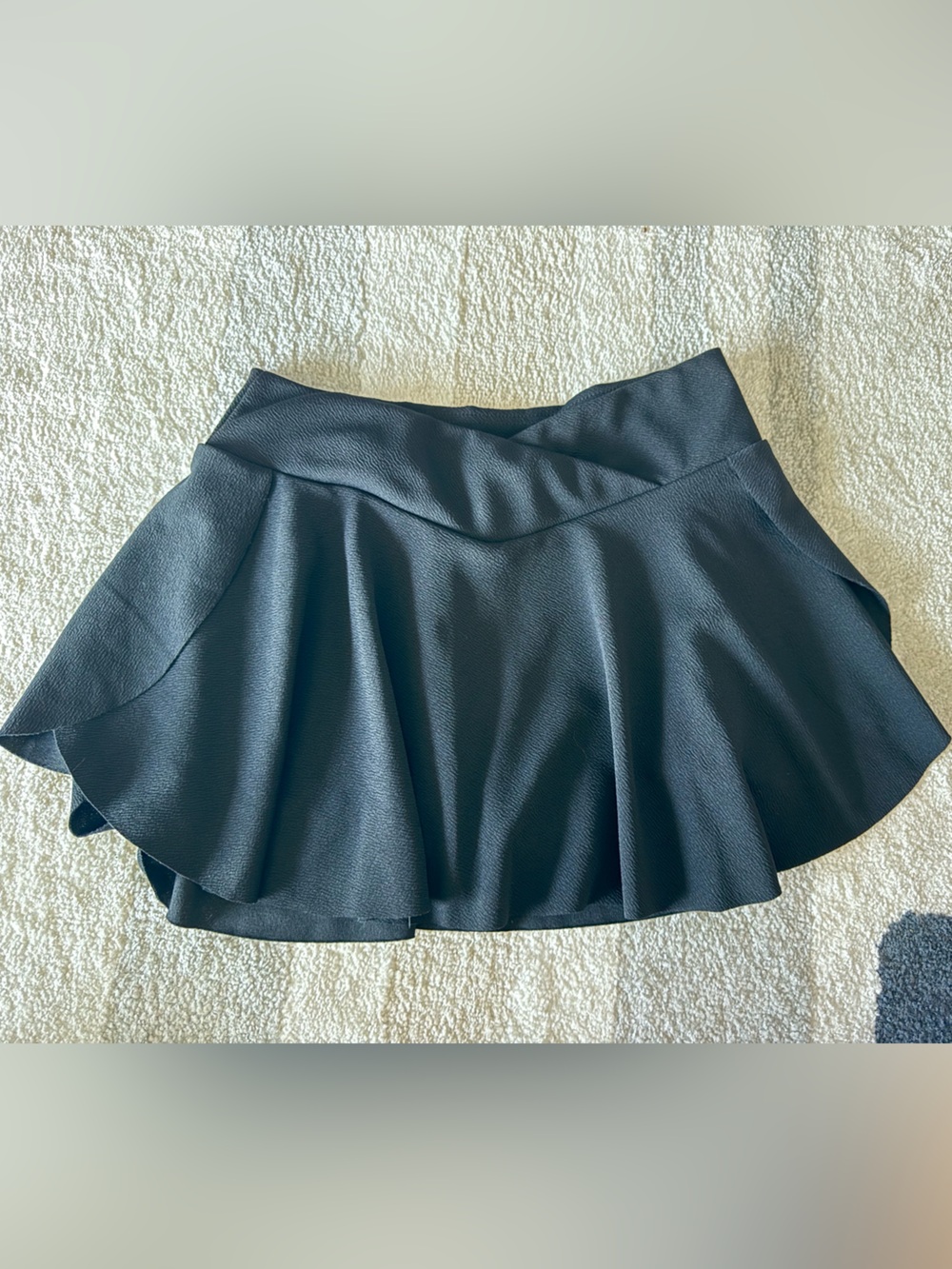 Flared Black Circle Skirt with Textured Finish